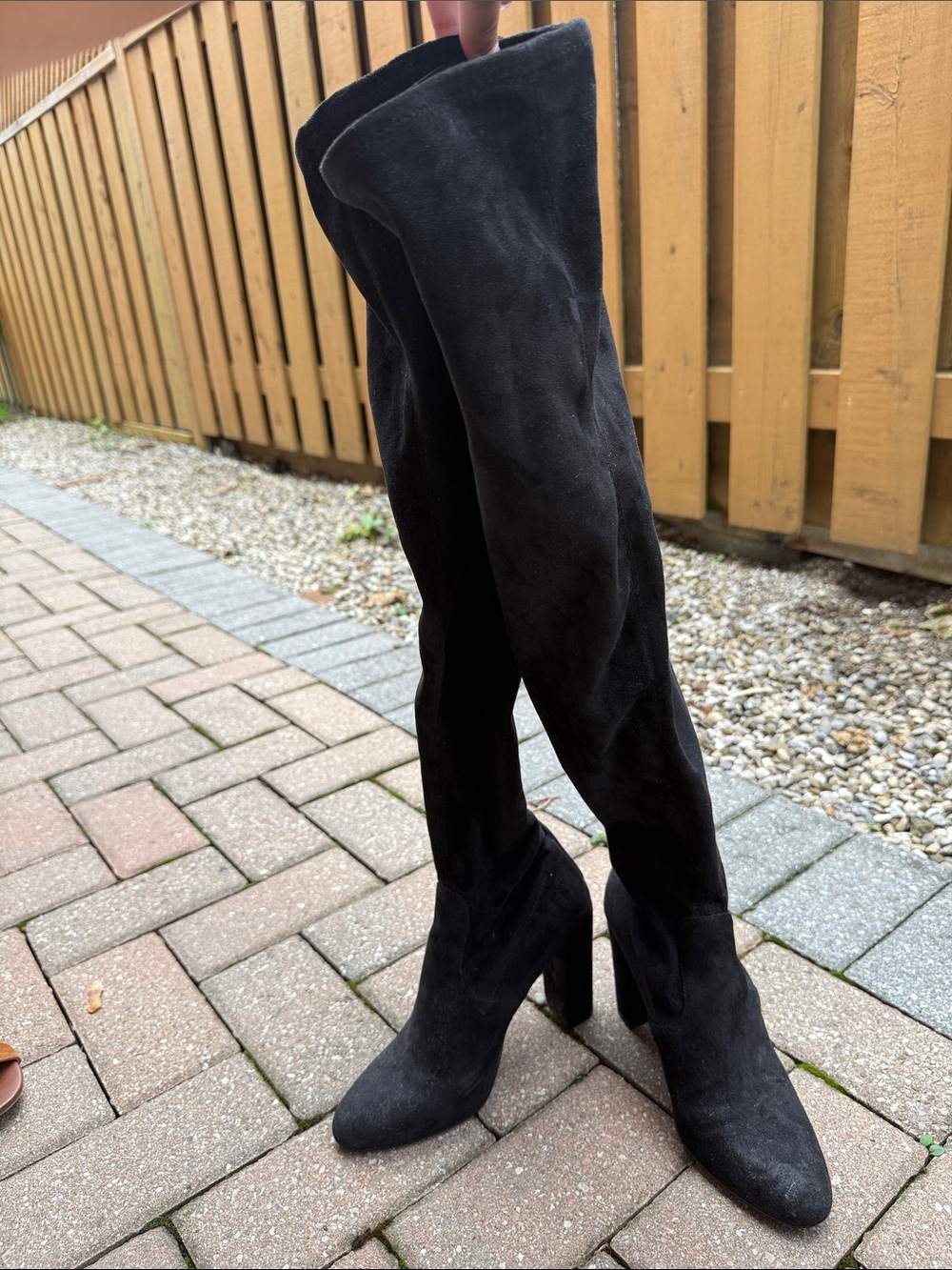 Steve Madden Black Over-the-Knee Suede Block Heel Boots